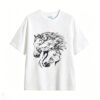 白t正面展示 Remera Caballos en tinta artística 100% algodón