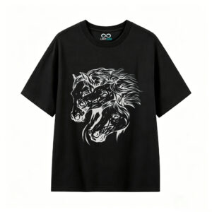Remera Caballos en tinta artística 100% algodón