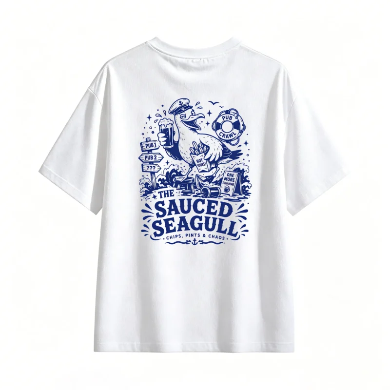 白t The Sauced Seagull Back Print T-Shirt