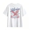 白t Merica Eagle Freedom Vintage Tattoo Style Graphic T-Shirt