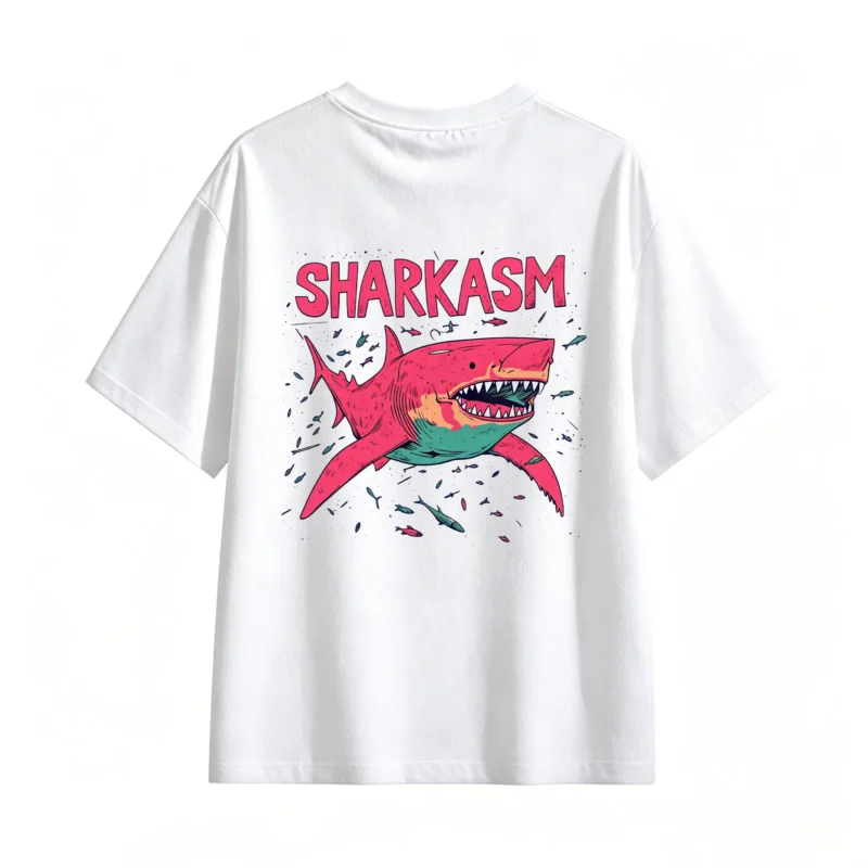 白t SHARKASM Shark Graphic Tee
