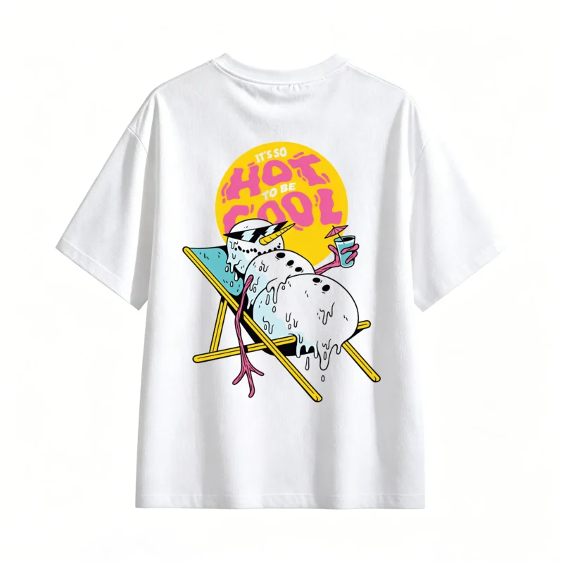 It's So Hot To Be Cool Melting Unicorn Lounge on Beach Chair Retro Pop Art Graphic Tee