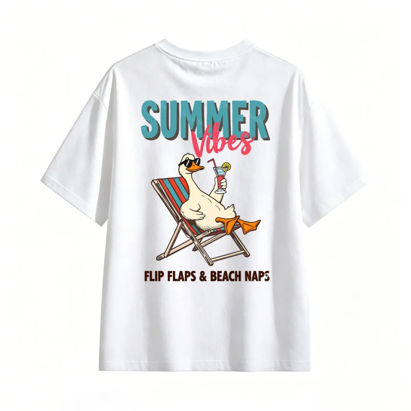 白t Summer Vibes Flip Flaps & Beach Naps T-Shirt
