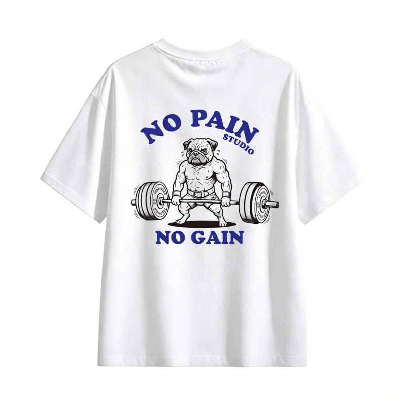 白t No Pain No Gain Gym Fitness T-Shirt