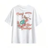 白t Catch Waves Not Feelings Skeleton Surfer Pink Hibiscus Retro Tropical Style T-Shirt