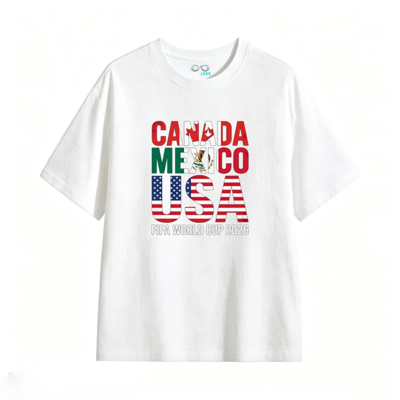 白t正 FIFA World Cup 2026 Canada Mexico USA Host Nations Flag T-Shirt