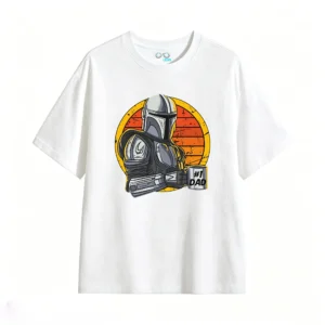 The Mandalorian #1 Dad T-Shirt - Star Wars Beskar Armor Retro Sunset Vintage Graphic Tee for Men Women