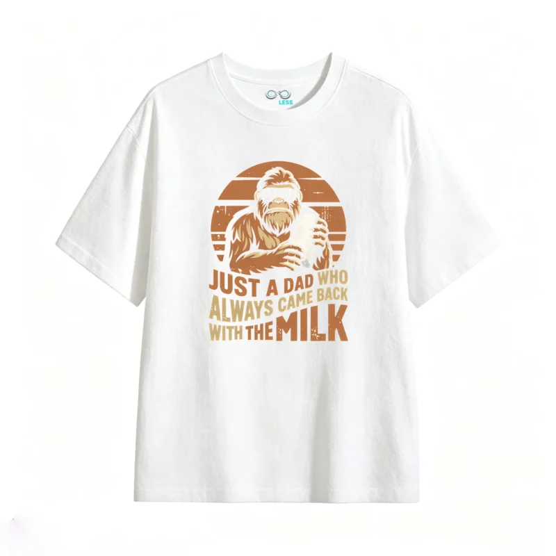 Just A Dad Who Always Came Back With The Milk - Funny Bigfoot Yeti Graphic Tee