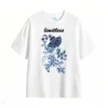 白t正 Blue Batik Peacock Tail Floral Pattern T-Shirt