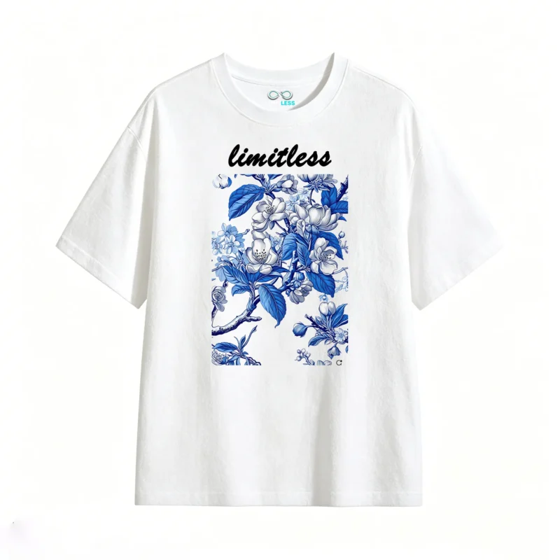 Flowering Branches Blue and White Blossoms T-Shirt