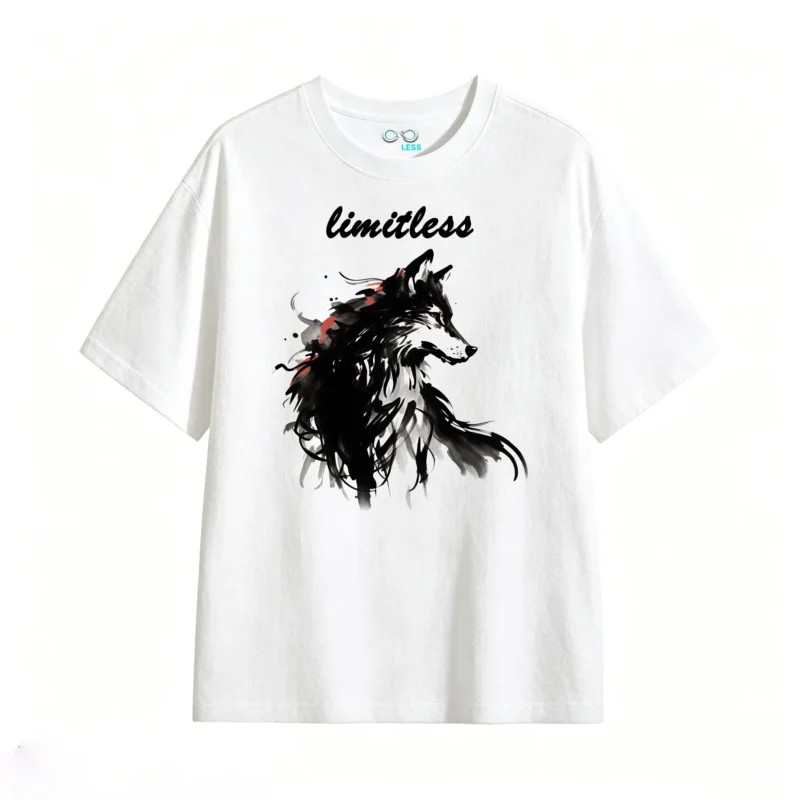 白t正 Stylized Wolf Digital Art T-Shirt