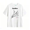 Artistic Gray Metallic Grass Leaves with Red Berries and Traditional Seal - Minimalist Elegant Nature Design T-Shirt