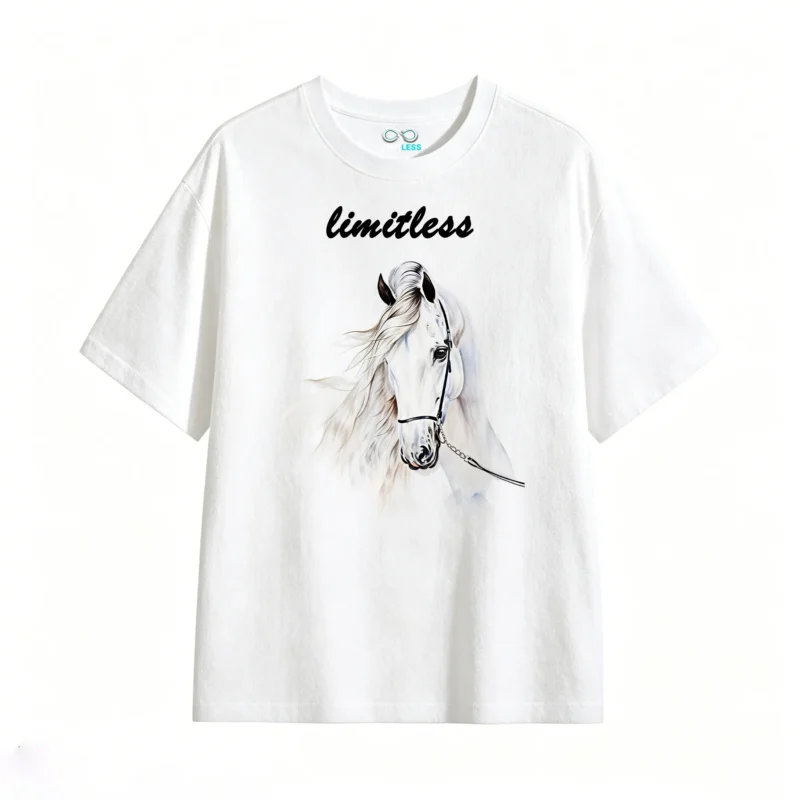 White Horse Head and Neck Artistic Illustration T-Shirt