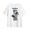 白t正 Stylized Black and White Koi Goldfish with Light Blue Accents - Modern Graphic Art T-Shirt