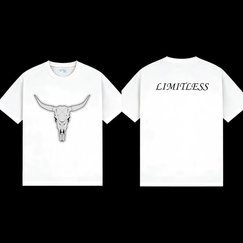 白t正反 Unisex Bull Skull T-Shirt Western Cowboy Style Casual Cotton Men Women