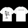 Unisex T-shirts with cocktail glass prints, retro casual style in black and white colorway