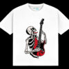 Men's Women's T-shirt Skeleton Playing Guitar Rock Punk Vintage Style Casual White Black
