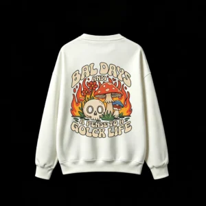 白卫 Oversized Back Print Crew Neck Sweatshirt