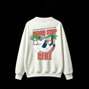 Never Stop Skateboarding Crew Neck Sweatshirt