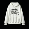 白卫 Mystical Nocturnal Bird in Flight Dark Low-Light Grainy Texture Abstract Owl Hawk Silhouette Long Exposure Style - Premium Cotton Blend Unisex Hoodie