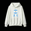 Men's Women's Streetwear Sweatshirt with ARG Lettering, Light Blue and White Striped Design, Soft Cotton Blend, Cozy Pullover for Football Fans, World Cup Gift