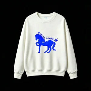 白卫正 Shine Bright Blue Horse Digital Illustration Unisex Hoodie
