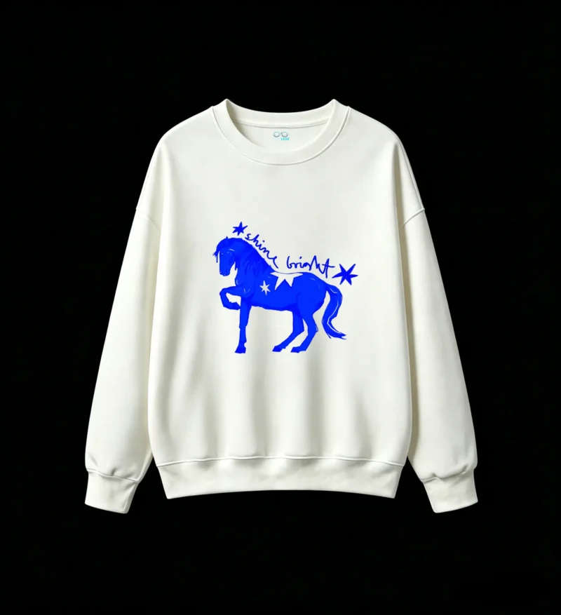 Sudadera con capucha unisex con ilustración digital «Shine Bright Blue Horse»