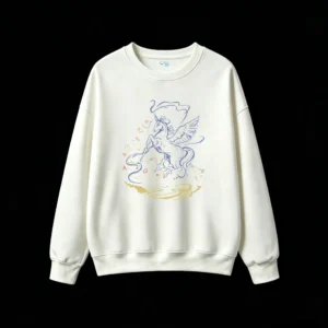 Fantasy Mythical Winged Unicorn Horse with Colorful Flowers and Smoke Abstract Art Casual Crew Neck Sweatshirt