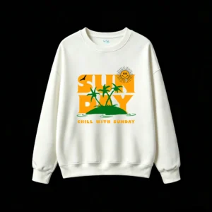 SUN DAY Tropical Vacation Logo Sweatshirt Unisex Oversized Hoodie with Palm Trees
