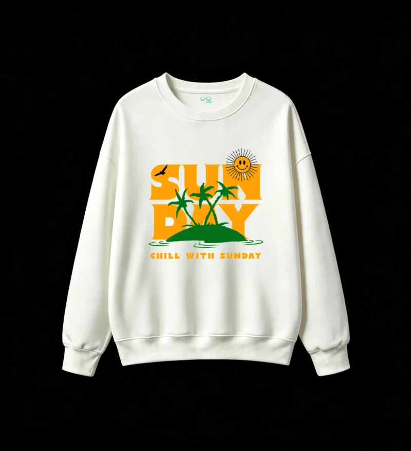 SUN DAY Tropical Vacation Logo Sweatshirt Unisex Oversized Hoodie with Palm Trees