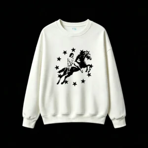 Black and White Sagittarius Constellation Line Art Centaur Bow and Arrow Starry Sky Graphic Design Unisex Oversized Cotton Hoodie