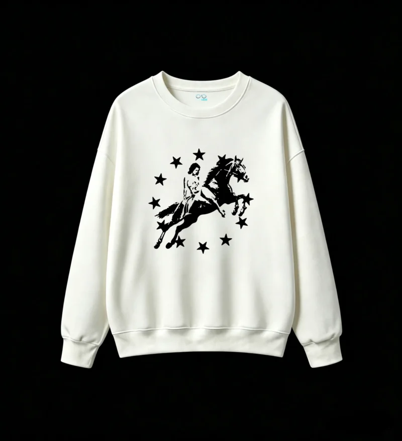 Black and White Sagittarius Constellation Line Art Centaur Bow and Arrow Starry Sky Graphic Design Unisex Oversized Cotton Hoodie