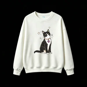 Mittens The Tuxedo Cat With Yellow Eyes And Purple Heart Tag