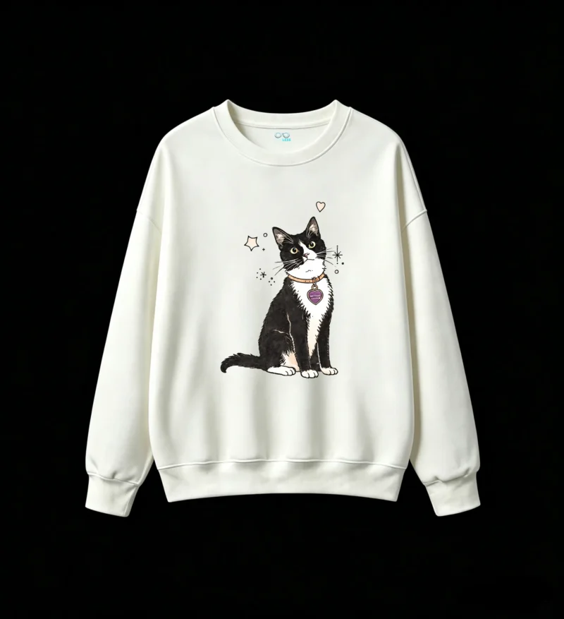 Mittens The Tuxedo Cat With Yellow Eyes And Purple Heart Tag