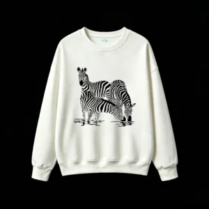 Stylized Black and White Zebra Art Graphic Sweatshirt