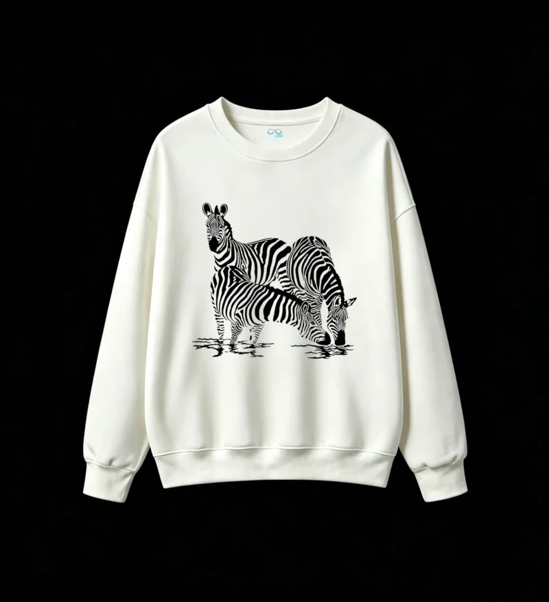 白卫正 Stylized Black and White Zebra Art Graphic Sweatshirt