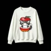 白卫正 Cat Emerging from Sliced Red Apple with Black and White Striped Coat and Intense Yellow Eyes Funny Cartoon Graphic Hoodie,