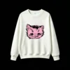 Punk Style Cat Face Doodle Graphic Hoodie