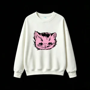 白卫正 Punk Style Cat Face Doodle Graphic Hoodie