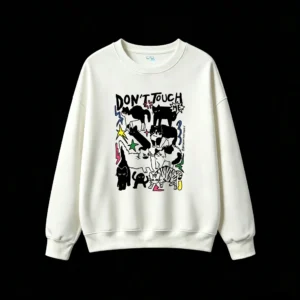 Don't Touch - Colorful Childlike Doodle Art Black Background Hoodie