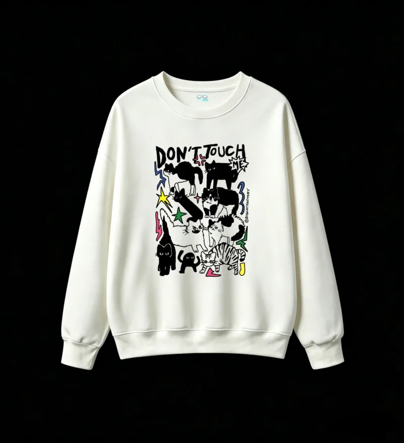 白卫正 Don't Touch - Colorful Childlike Doodle Art Black Background Hoodie