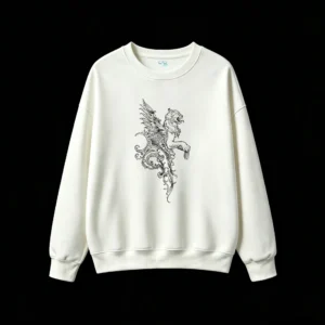 Dark Ornate Mythical Griffin Winged Lion Emblem Unisex Hoodie