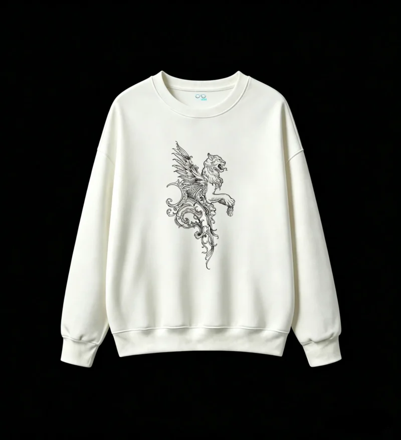 Dark Ornate Mythical Griffin Winged Lion Emblem Unisex Hoodie