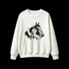 Gothic Rugged Horse Head & Neck Art - Dark Skeletal Mane Design - Unisex Oversized Crewneck Sweatshirt