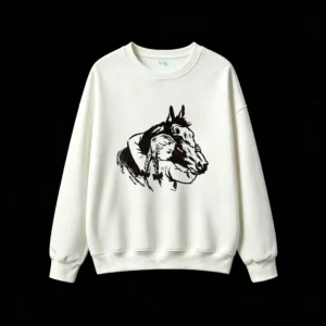 Gothic Rugged Horse Head & Neck Art - Dark Skeletal Mane Design - Unisex Oversized Crewneck Sweatshirt