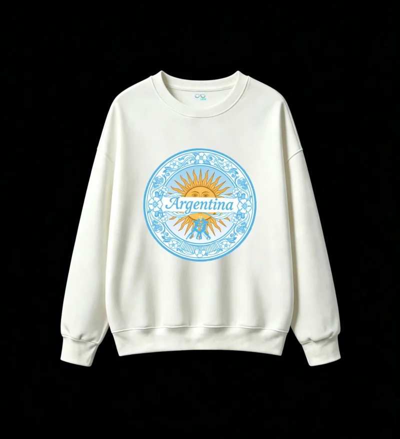 白卫正 Argentina Sun of May Vintage Floral Emblem Tango Dancers Unisex Hooded Sweatshirt