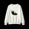 白卫正 Whimsical Black Cat with Unicorn Horn and Golden Ribbon Casual Oversized Hoodie