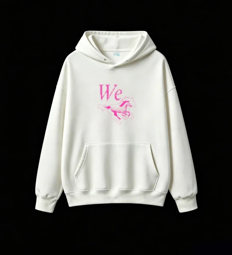 白卫正 Neon Pink Retro Pixel Horse Graphic Hoodie