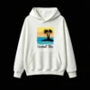 白卫正 Coconut Tree Retro Vintage Tropical Island Sunset Palm Trees Distressed Graphic Hoodie