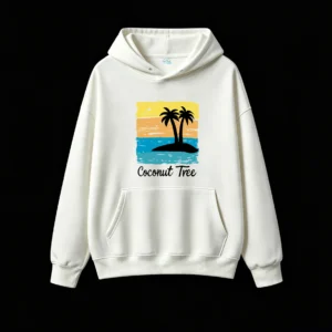 Coconut Tree Retro Vintage Tropical Island Sunset Palm Trees Distressed Graphic Hoodie